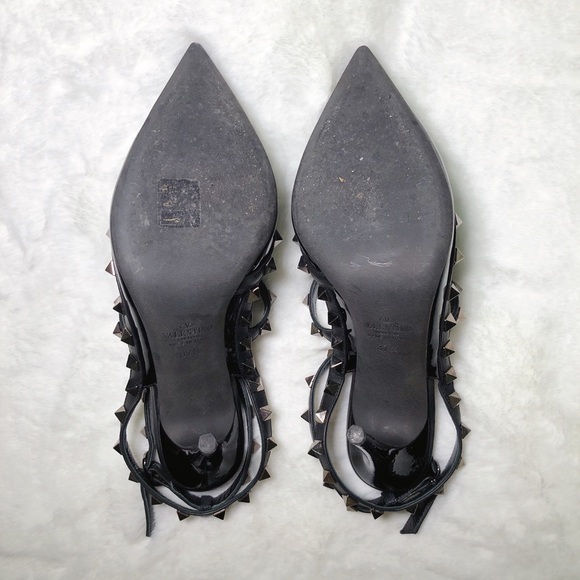 ❤️SOLD❤️Valentino rockstud slingback black 37.5 - Picture 7 of 8